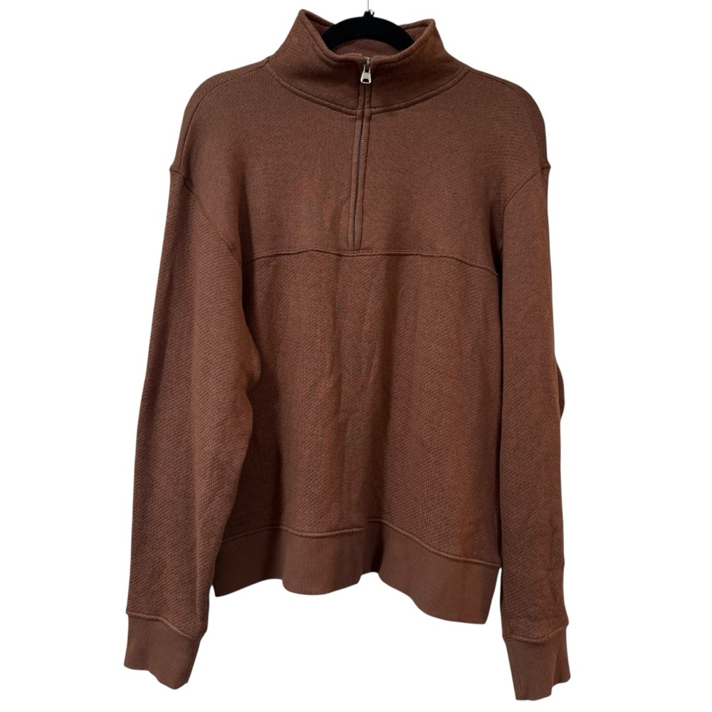 Jenni Kayne Chestnut Half-Zip V-Neck Sweater - Brown